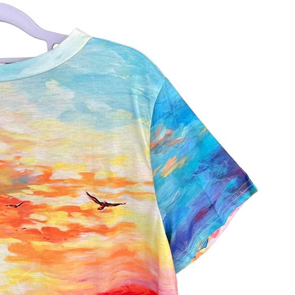 New Women's Sunshine Print Short Sleeve Crew Neck Pullover T-Shirt Size XXL - Picture 8 of 10